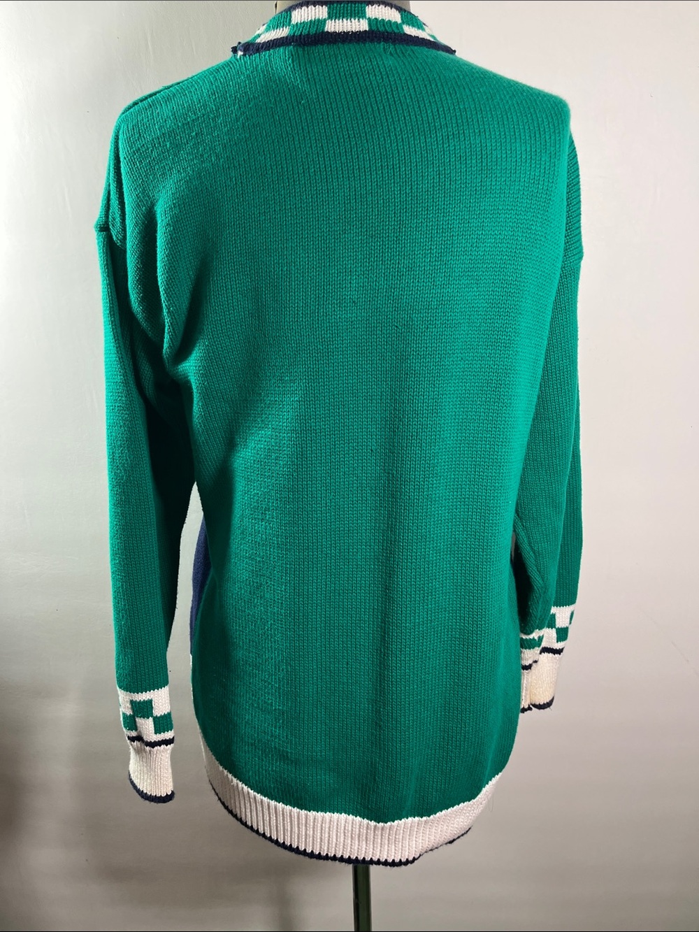 HKA golf themed knit cardigan sweater colorblock & golf graphic details size S - Picture 6 of 8